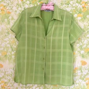 70s Vintage Short Sleeve Button Down Blouse